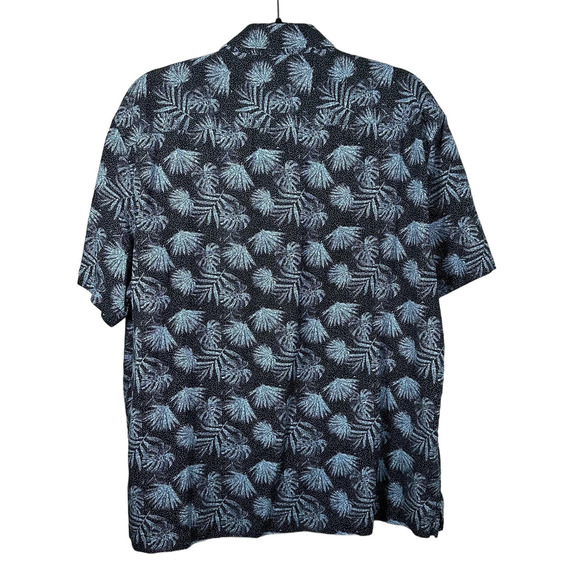 Nat Nast Large Blue Palm Leaf Silk Blend Short Sleeve Button‎ Up Shirt - Picture 2 of 4